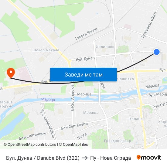 Бул. Дунав / Danube Blvd (322) to Пу - Нова Сграда map