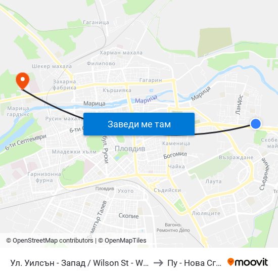 Ул. Уилсън - Запад / Wilson St - West (400) to Пу - Нова Сграда map