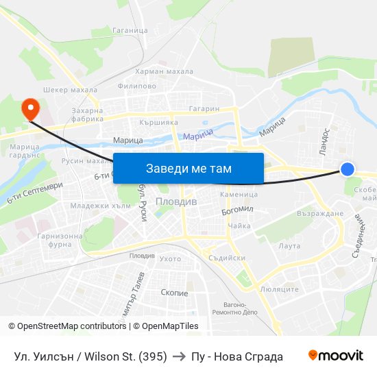 Ул. Уилсън / Wilson St. (395) to Пу - Нова Сграда map