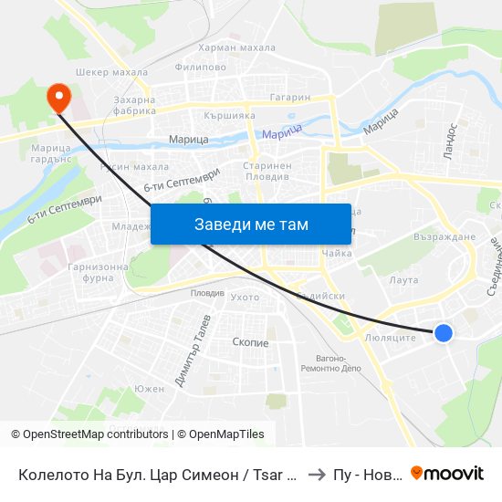 Колелото На Бул. Цар Симеон / Tsar Simeon Blvd Roundabout (1032) to Пу - Нова Сграда map