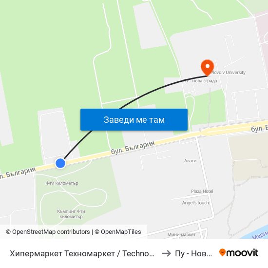 Хипермаркет Техномаркет / Technomarket Hypermarket (336) to Пу - Нова Сграда map