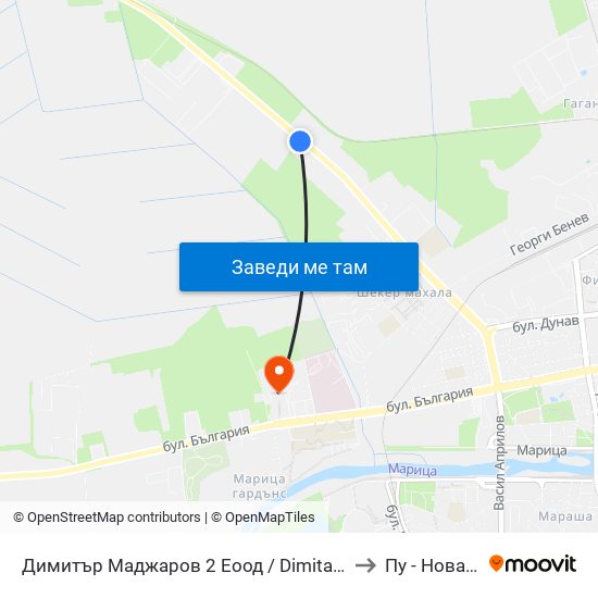 Димитър Маджаров 2 Еоод / Dimitar Madjarov 2 Ltd (474) to Пу - Нова Сграда map