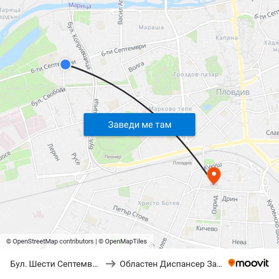 Бул. Шести Септември / Shesti Septemvri Blvd. (240) to Областен Диспансер За Кожно-Венерически Заболявания map