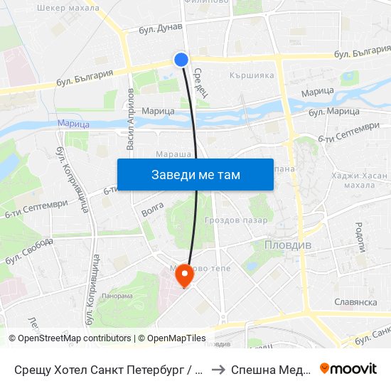 Срещу Хотел Санкт Петербург / Opposite Saint Petersburg Hotel (91) to Спешна Медицинска Помощ map