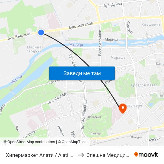 Хипермаркет Алати / Alati Hypermarket (426) to Спешна Медицинска Помощ map