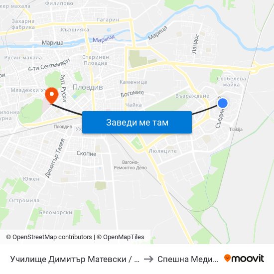 Училище Димитър Матевски / Dimitar Matevski School (112) to Спешна Медицинска Помощ map