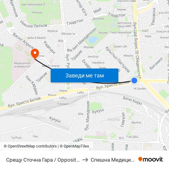 Срещу Сточна Гара / Opposite Stochna Gara (14) to Спешна Медицинска Помощ map