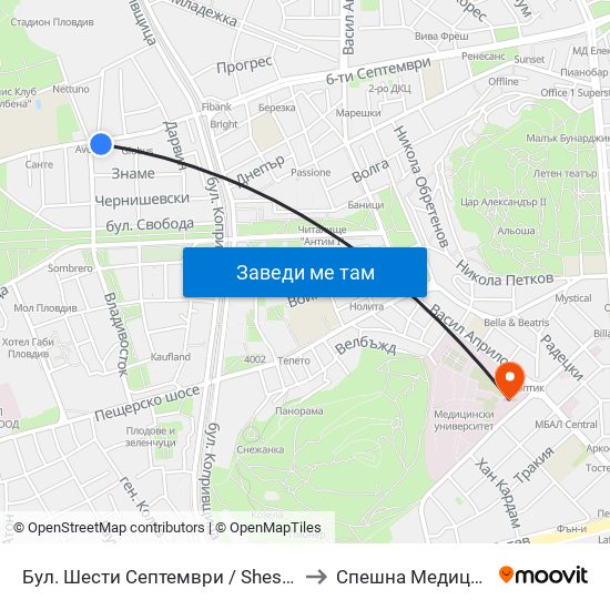 Бул. Шести Септември / Shesti Septemvri Blvd. (240) to Спешна Медицинска Помощ map