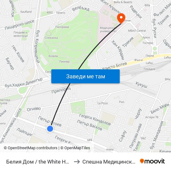 Белия Дом / the White House (201) to Спешна Медицинска Помощ map