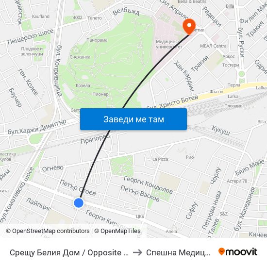 Срещу Белия Дом / Opposite the White House (192) to Спешна Медицинска Помощ map