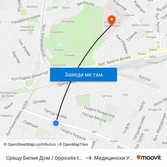 Срещу Белия Дом / Opposite the White House (192) to Медицински Университет map