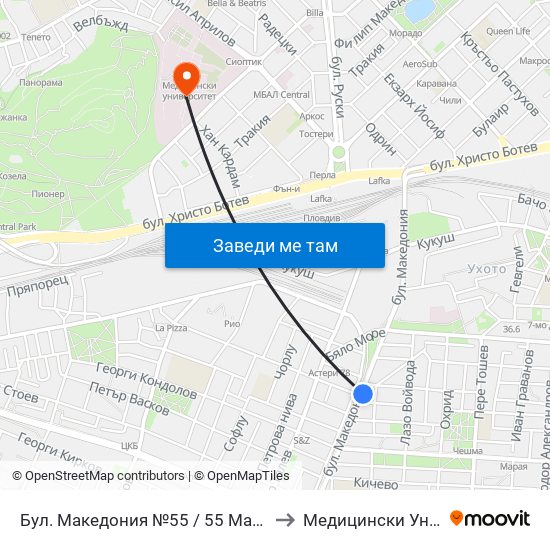 Бул. Македония №55 / 55 Macedonia Blvd. (41) to Медицински Университет map