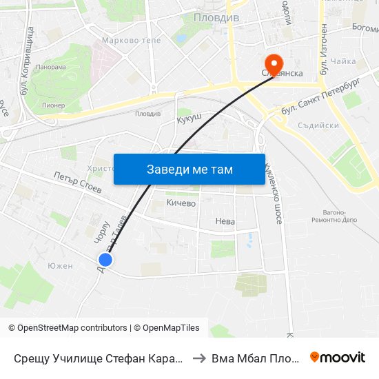 Срещу Училище Стефан Караджа / Opposite Stefan Karadzha School (38) to Вма Мбал Пловдив (Военна Болница) map