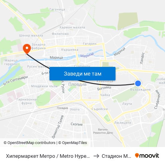 Хипермаркет Метро / Metro Hypermarket (217) to Стадион Марица map