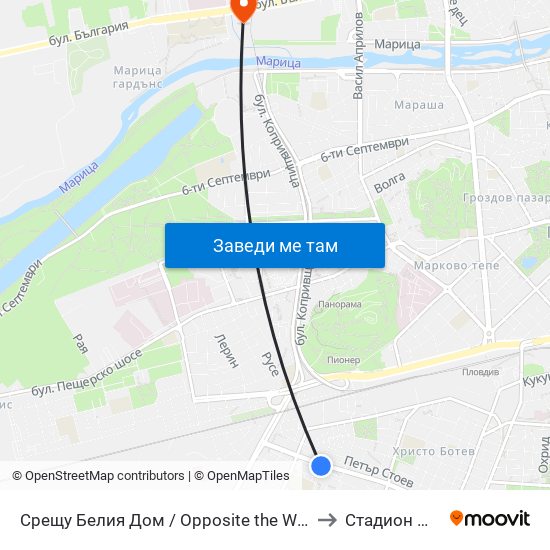 Срещу Белия Дом / Opposite the White House (192) to Стадион Марица map
