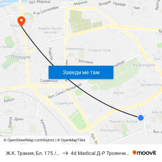 Ж.К. Тракия, Бл. 175 / Trakiya Qr, Bl. 175 (80) to 4d Medical Д-Р Троянчев Фетална Морфология map