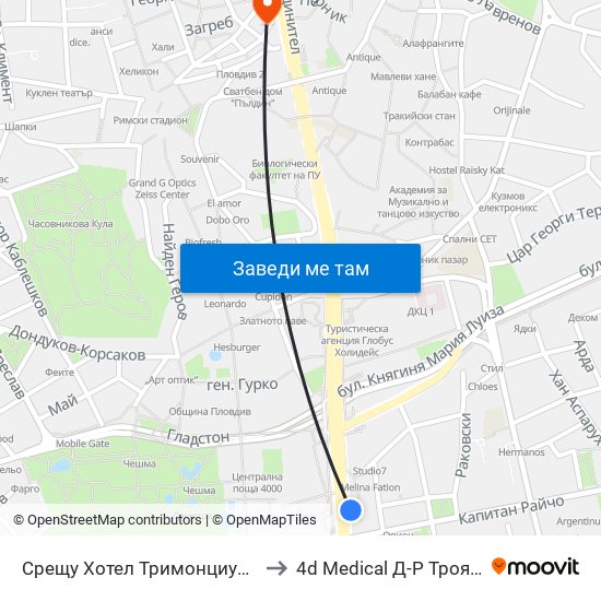 Срещу Хотел Тримонциум / Opposite Trimonthium Hotel (45) to 4d Medical Д-Р Троянчев Фетална Морфология map