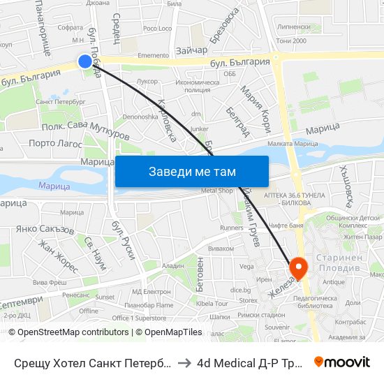 Срещу Хотел Санкт Петербург / Opposite Saint Petersburg Hotel (91) to 4d Medical Д-Р Троянчев Фетална Морфология map
