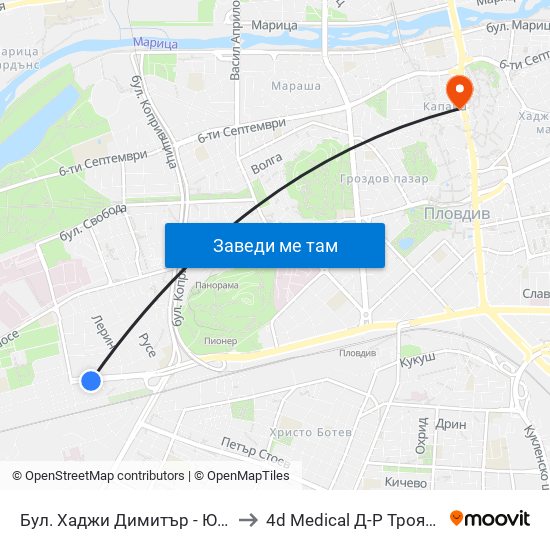 Бул. Хаджи Димитър - Юг / Hadzhi Dimitar St - South (307) to 4d Medical Д-Р Троянчев Фетална Морфология map