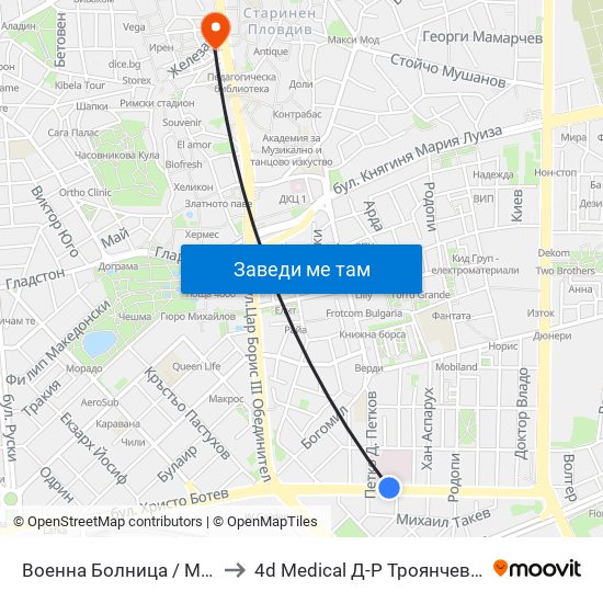Военна Болница / Military Hospital (335) to 4d Medical Д-Р Троянчев Фетална Морфология map