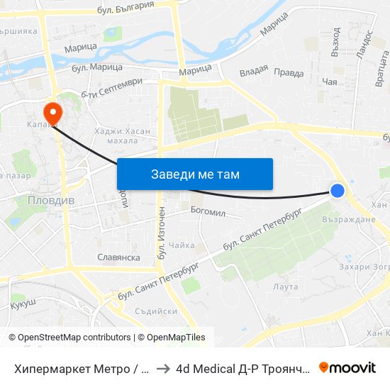 Хипермаркет Метро / Metro Hypermarket (217) to 4d Medical Д-Р Троянчев Фетална Морфология map