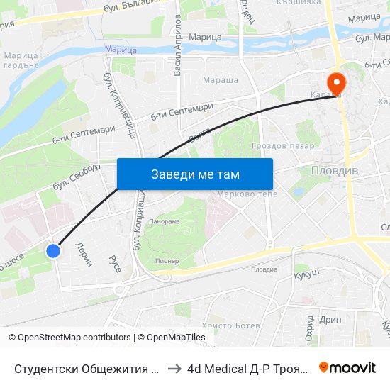 Студентски Общежития / Student Accommodation (389) to 4d Medical Д-Р Троянчев Фетална Морфология map