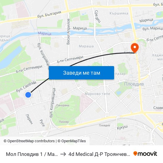 Мол Пловдив 1 / Mall Of Plovdiv 1 (315) to 4d Medical Д-Р Троянчев Фетална Морфология map