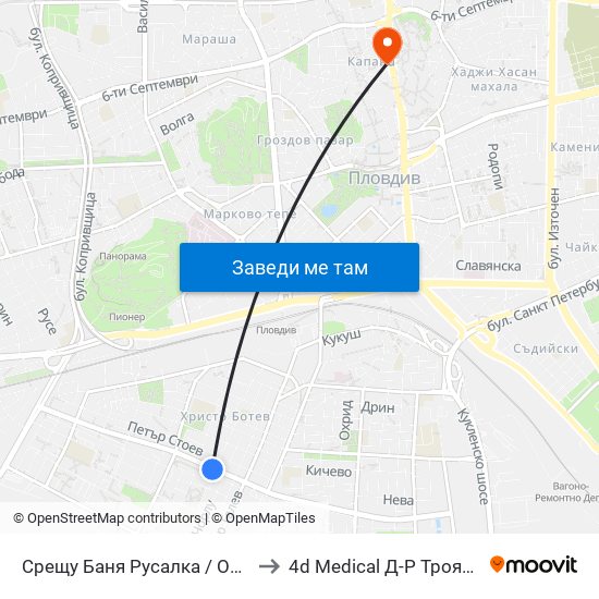 Срещу Баня Русалка / Opposite Rusalka Public Bath (194) to 4d Medical Д-Р Троянчев Фетална Морфология map