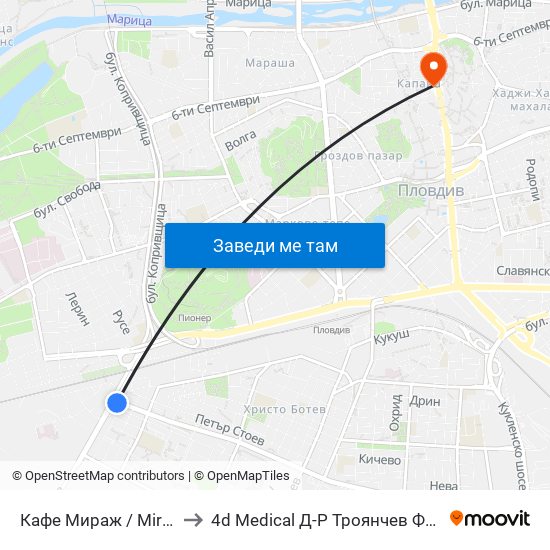 Кафе Мираж / Mirazh Cafe (191) to 4d Medical Д-Р Троянчев Фетална Морфология map