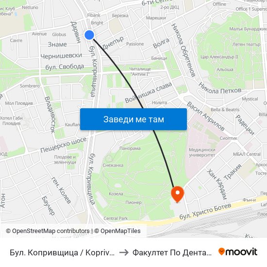 Бул. Копривщица / Koprivshtitsa Blvd. (241) to Факултет По Дентална Медицина map