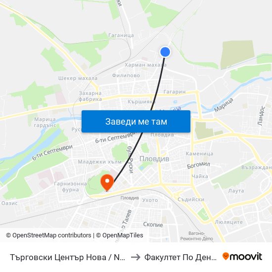 Търговски Център Нова / Nova Shopping Centre (228) to Факултет По Дентална Медицина map