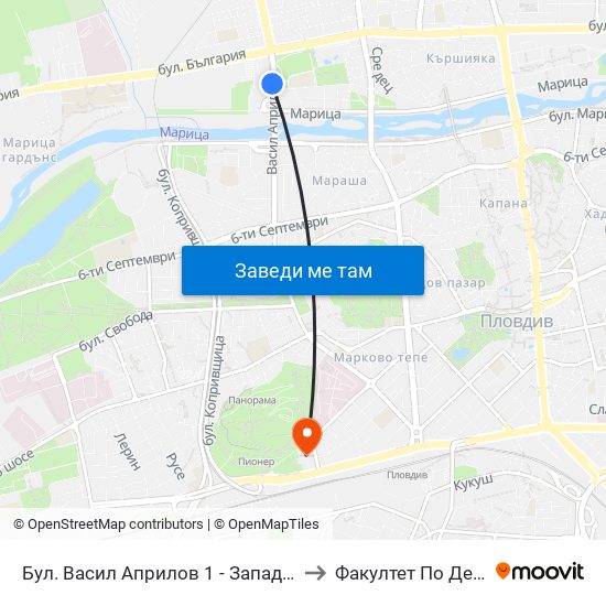 Бул. Васил Априлов 1 - Запад / Vasil Aprilov St. 1 - West (402) to Факултет По Дентална Медицина map