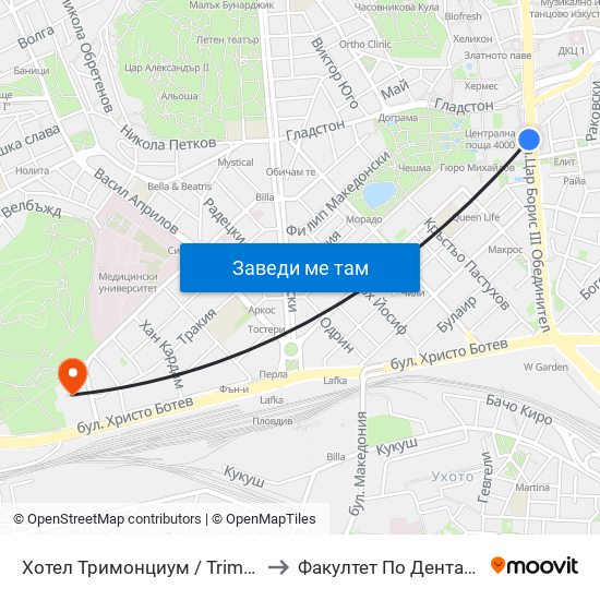 Хотел Тримонциум / Trimonthium Hotel (12) to Факултет По Дентална Медицина map