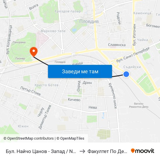 Бул. Найчо Цанов - Запад / Naycho Tsanov Blvd - West (102) to Факултет По Дентална Медицина map