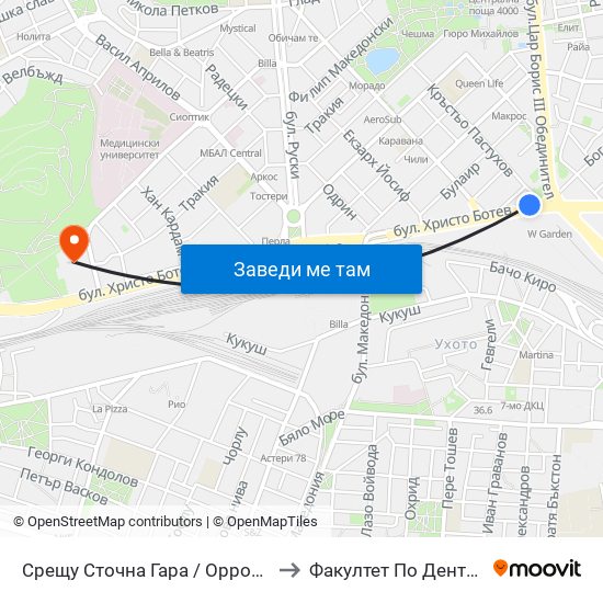 Срещу Сточна Гара / Opposite Stochna Gara (14) to Факултет По Дентална Медицина map