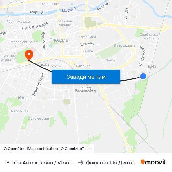 Втора Автоколона / Vtora Avtokolona (1036) to Факултет По Дентална Медицина map