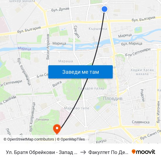 Ул. Братя Обрейкови - Запад / Bratya Obreykovi St. - West (7) to Факултет По Дентална Медицина map