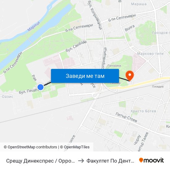 Срещу Динекспрес / Opposite Dinexpress (150) to Факултет По Дентална Медицина map