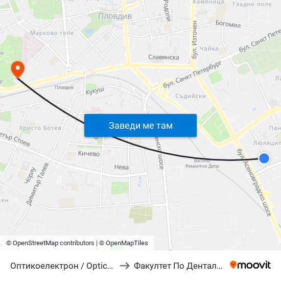 Оптикоелектрон / Opticoelectron (421) to Факултет По Дентална Медицина map