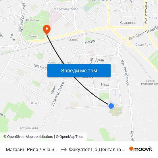 Магазин Рила / Rila Store (280) to Факултет По Дентална Медицина map