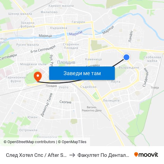След Хотел Спс / After Sps Hotel (433) to Факултет По Дентална Медицина map