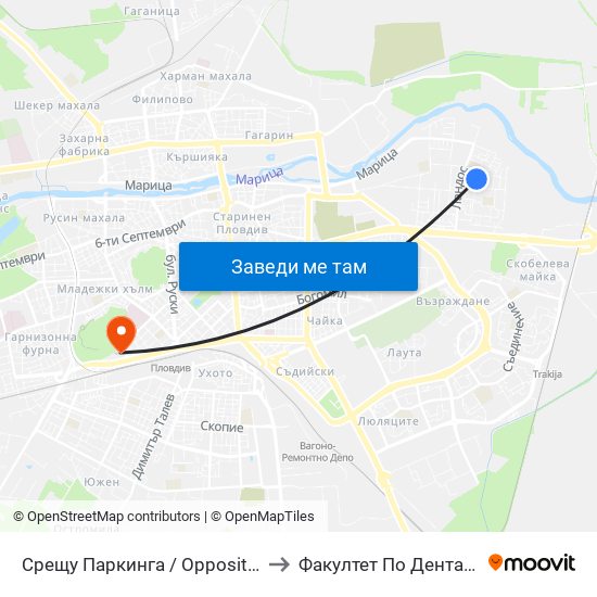 Срещу Паркинга / Opposite the Parking (164) to Факултет По Дентална Медицина map