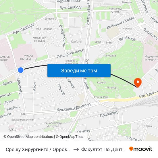 Срещу Хирургиите / Opposite the Surgeries (151) to Факултет По Дентална Медицина map