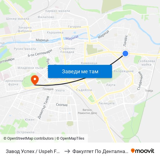 Завод Успех / Uspeh Factory (347) to Факултет По Дентална Медицина map