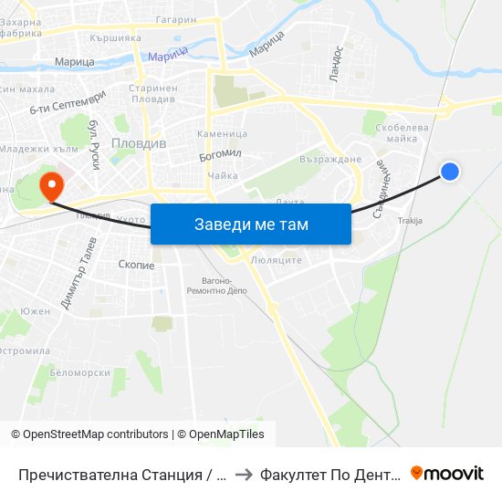 Пречиствателна Станция / Treatment Plant (1021) to Факултет По Дентална Медицина map