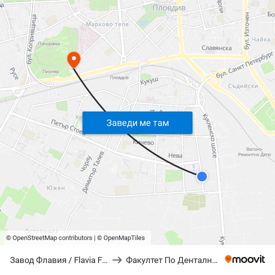 Завод Флавия / Flavia Factory (325) to Факултет По Дентална Медицина map