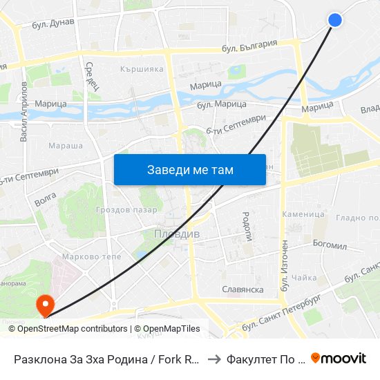 Разклона За Зха Родина / Fork Road To Rodina Paper And Packaging Factory (211) to Факултет По Дентална Медицина map