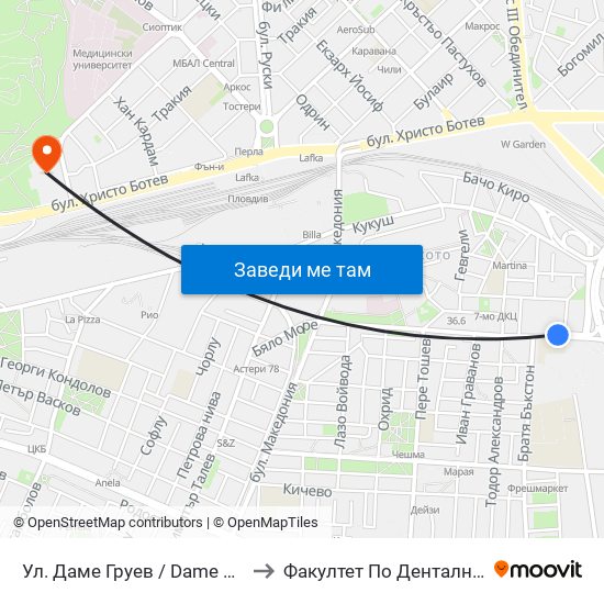 Ул. Даме Груев / Dame Gruev St. (376) to Факултет По Дентална Медицина map