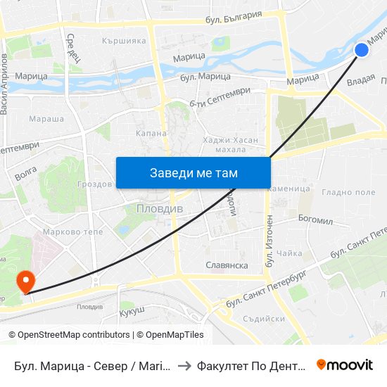 Бул. Марица - Север / Maritsa Blvd - North (412) to Факултет По Дентална Медицина map