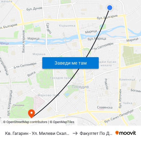 Кв. Гагарин - Ул. Милеви Скали / Gagarin Qr - Milevi Steni St. (1018) to Факултет По Дентална Медицина map